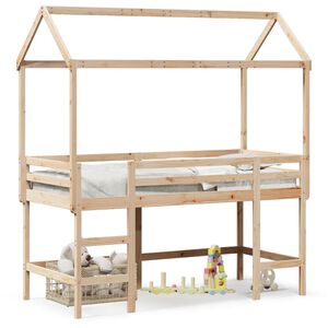 vidaXL Loft Bed with Ladder and Roof without Mattress 90x190 cm Single