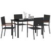 vidaXL Garden Dining Set with Cushion 5 pcs Black Poly Rattan