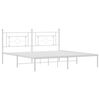 vidaXL Metal Bed Frame without Mattress with Headboard White 183x213cm