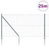vidaXL Fence with Posts Green 1 x 25 m Steel
