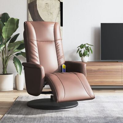vidaXL Massage Recliner Chair with Footrest Brown Faux Leather