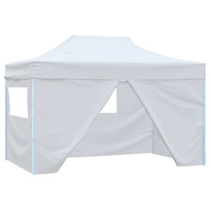 vidaXL Professional Folding Party Tent with 4 Sidewalls 280x410x315 cm Steel White