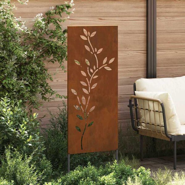 vidaXL Garden Privacy Screen Floral Rusty 50 x 140 cm Weathering steel
