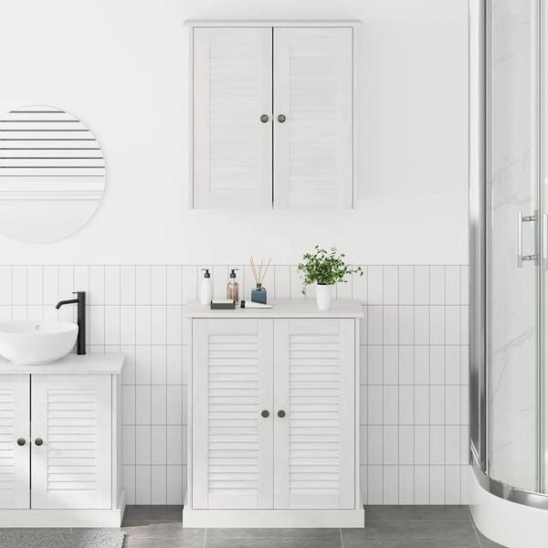 vidaXL Bathroom Furniture Set with Shelf 2 pcs White and Antique White