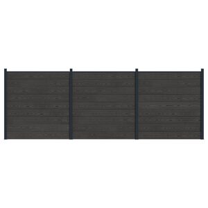 vidaXL Fence Panel 3 pcs WPC and Aluminium Black