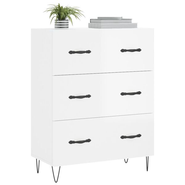 vidaXL Sideboard High Gloss White 69.5x34x90 cm Engineered Wood