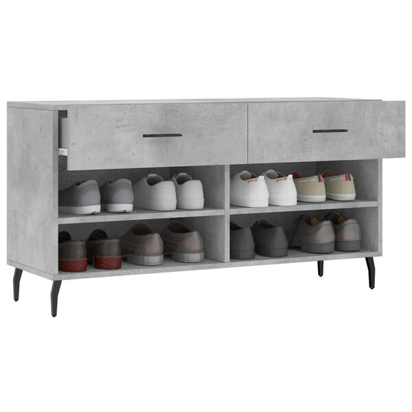 vidaXL Shoe Bench Concrete Grey 102x35x55 cm Engineered Wood