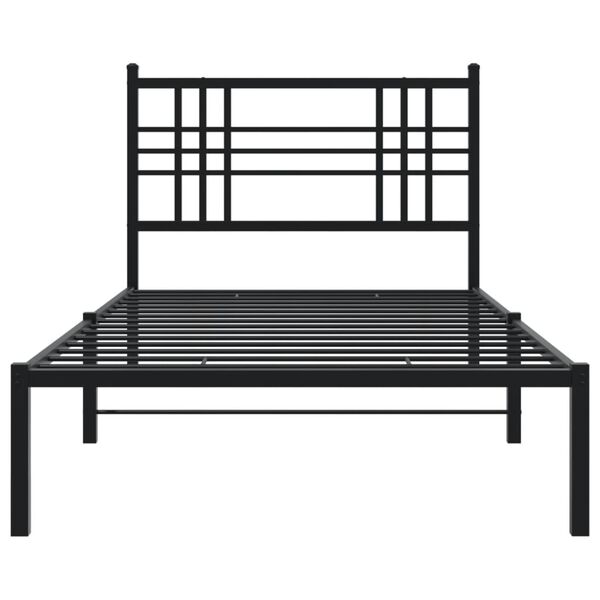 vidaXL Metal Bed Frame without Mattress with Headboard Black 90x190cm