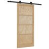 vidaXL Sliding Door Natural and Black 93 x 202 cm Solid Pine Wood