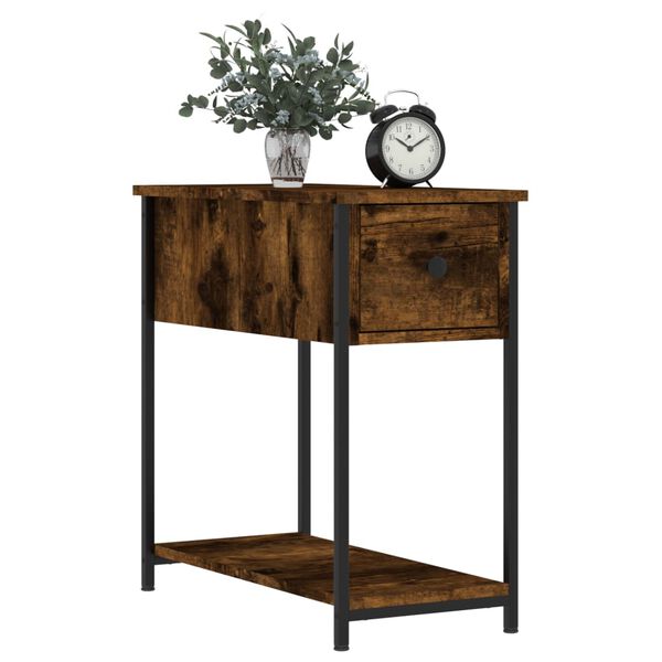 vidaXL Bedside Cabinet Smoked Oak 30x60x60 cm Engineered Wood