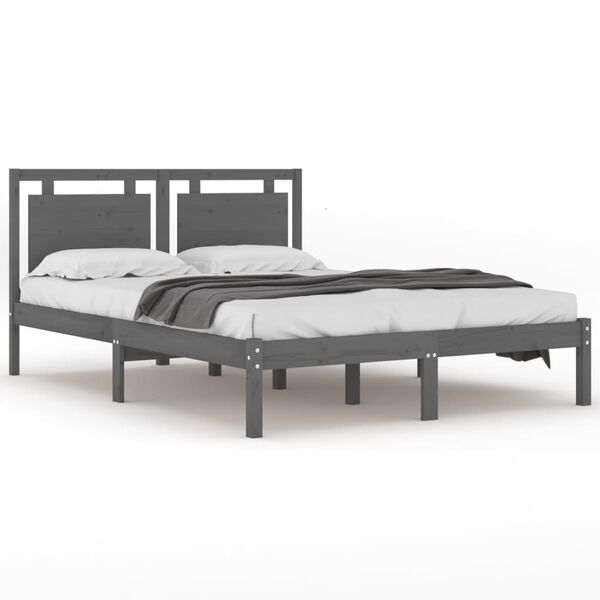 vidaXL Bed Frame without Mattress Grey 200x200 cm Solid Wood