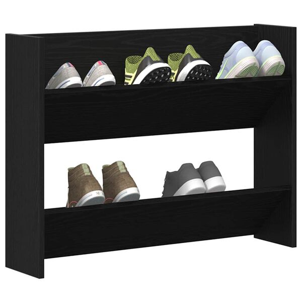 vidaXL Shoe Cabinet Black Oak 82 x 18 x 60 cm Engineered Wood