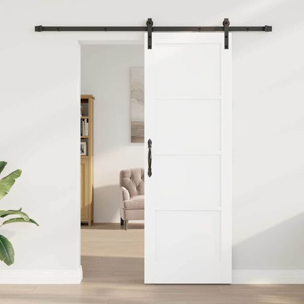 vidaXL Sliding Door White and Black 73.5 x 211 cm Solid Pine Wood