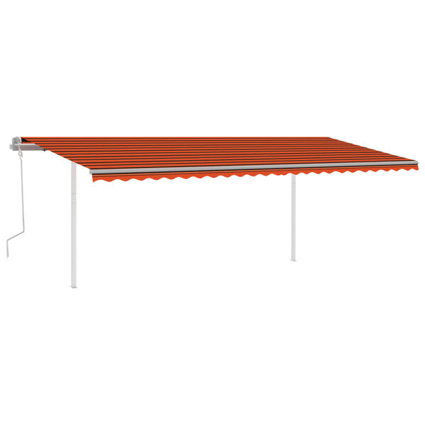 vidaXL Manual Retractable Awning with LED 6x3 m Orange and Brown