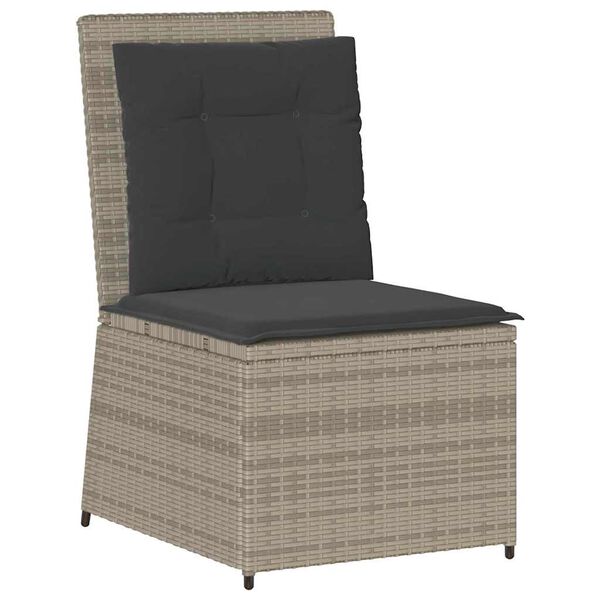 vidaXL Garden Sofa with Cushion Light grey Poly rattan