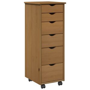 vidaXL Rolling Cabinet Honey Brown 34 x 39 x 93.5 cm Solid Pine Wood