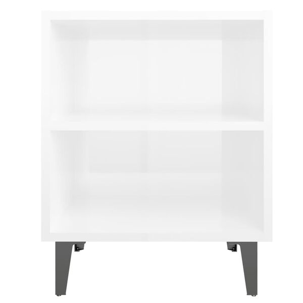 vidaXL Bed Cabinet with Metal Legs High Gloss White 40x30x50 cm