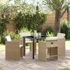 vidaXL Garden Dining Set 5 pcs Beige Poly Rattan