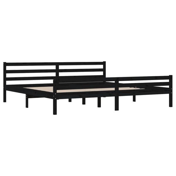 vidaXL Bed Frame without Mattress Black Solid Wood 200x200 cm