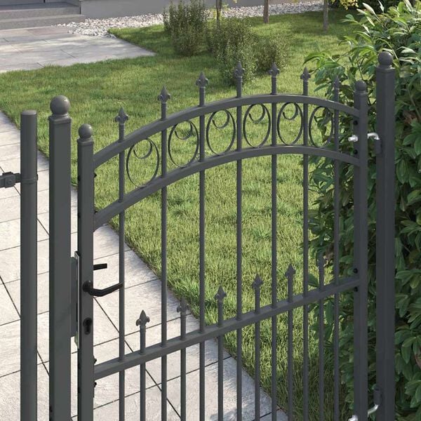 vidaXL Fence Gate with Spikes Grey 150 x 100 cm Powder-coated steel
