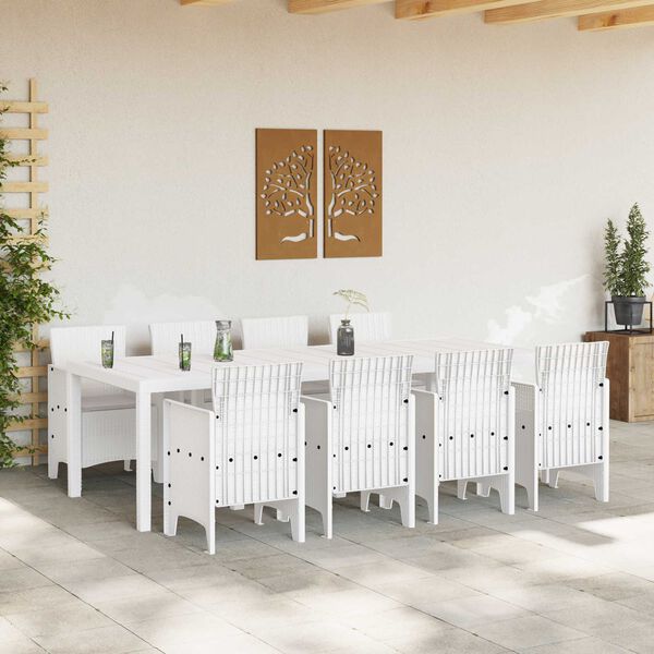 vidaXL Garden Dining Set 9 pcs White Polypropylene