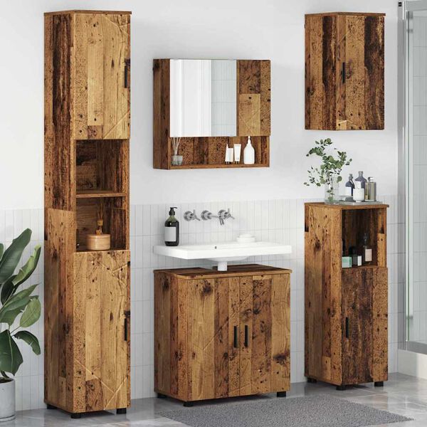 vidaXL Bathroom Furniture Set 5 pcs Old Wood Engineered wood & Metal