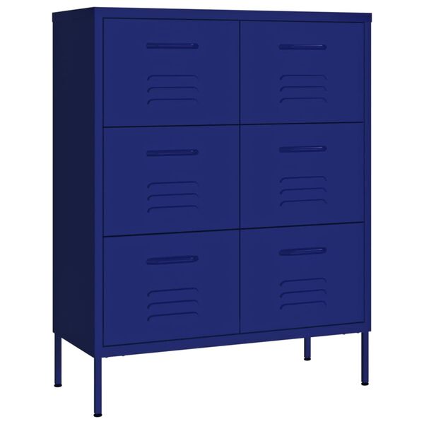vidaXL Drawer Cabinet Navy Blue 80x35x101.5 cm Steel
