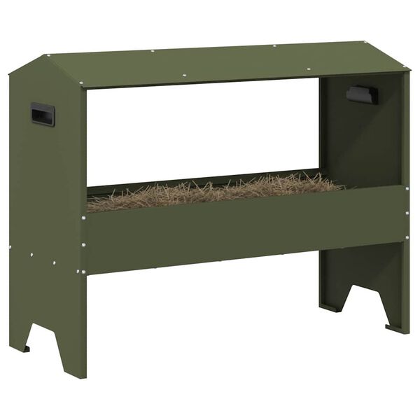 vidaXL Livestock Feeding Trough Olive Green 79 x 35 x 62 cm
