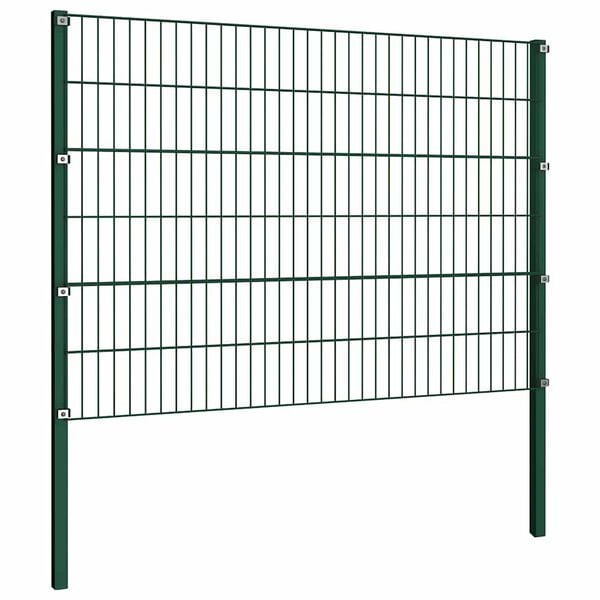 vidaXL Fence Panel with Posts Iron 1212x120 cm Green