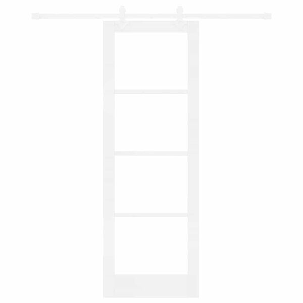 vidaXL Sliding Door White 73.5 x 211 cm Solid Pine Wood and Glass