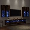 vidaXL 7 Piece TV Wall Cabinet Set with LED Lights Smoked Oak