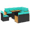 vidaXL 9 Piece Garden Sofa Set with Cushions Black Poly Rattan Acacia