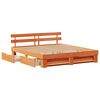 vidaXL Bed Frame with Headboard Wax Brown 180 x 200 cm Solid Pine Wood