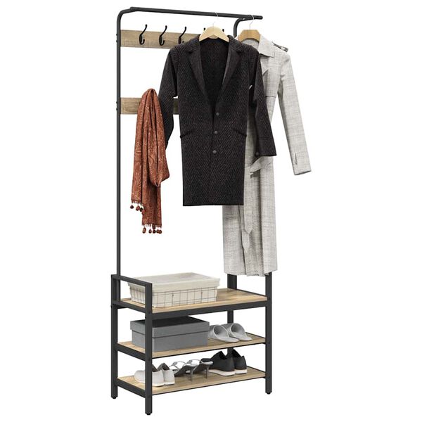 vidaXL Coat Rack Sonoma Oak 75 x 34 x 184 cm Engineered wood
