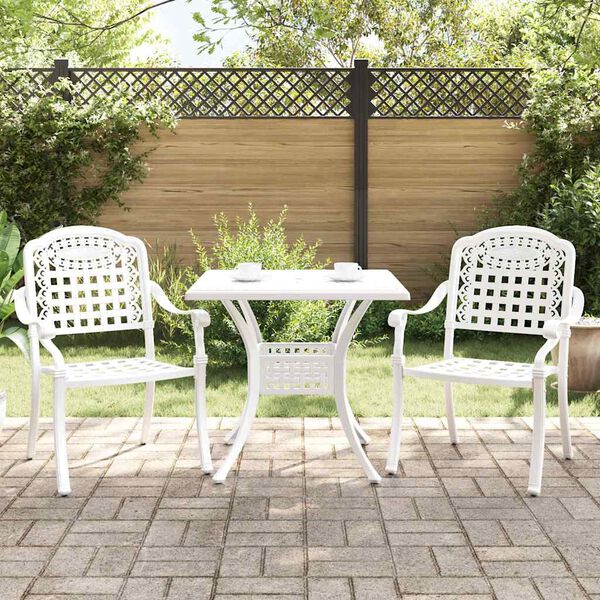vidaXL Garden Table Set 3 pcs White Cast Aluminium