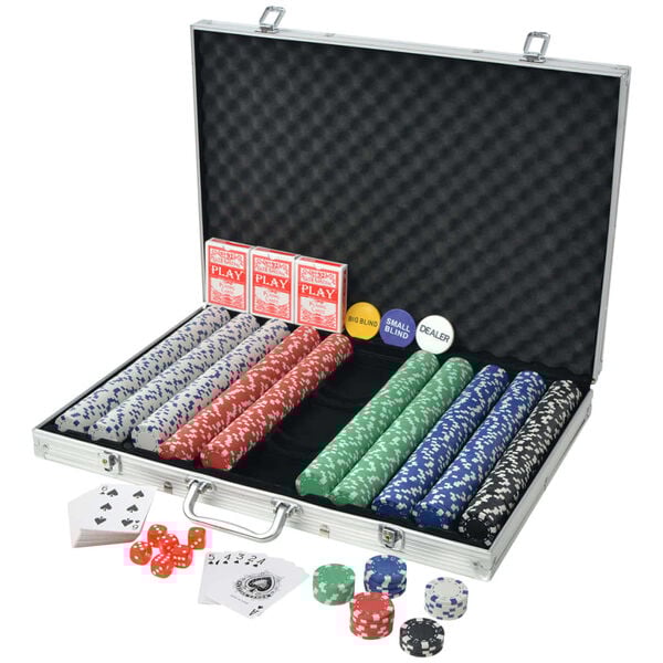 vidaXL Poker Set with 1000 Chips Aluminium