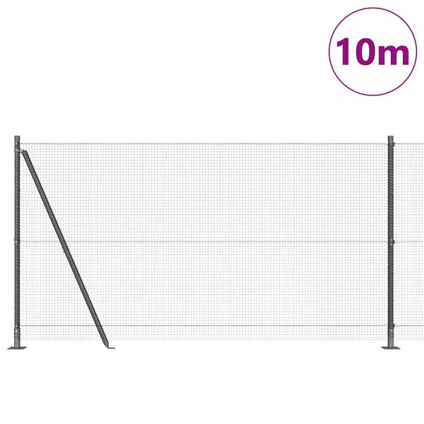 vidaXL Fence Post Grey 10 x 1.2 m (16 x 16 mm mesh) Steel and PVC