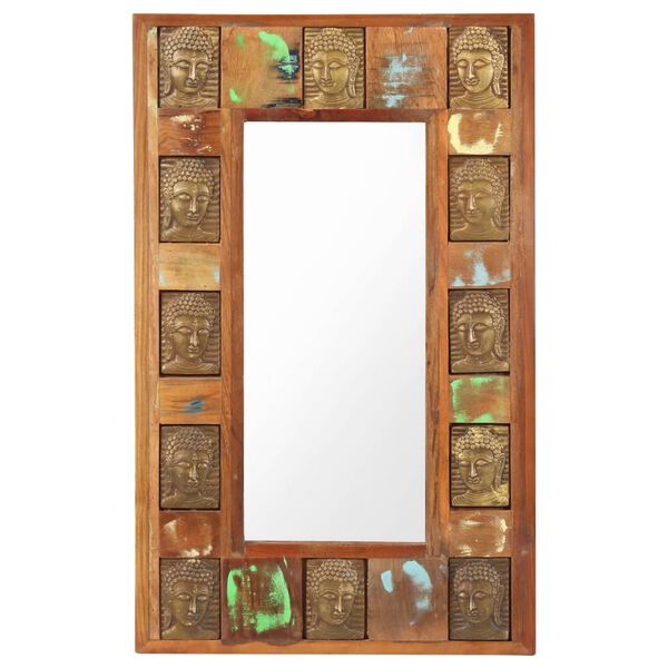 vidaXL Mirror with Buddha Cladding 50x80 cm Solid Reclaimed Wood