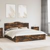 vidaXL Bed Frame with Drawer Smoked Oak 200 x 200 cm Engineered Wood