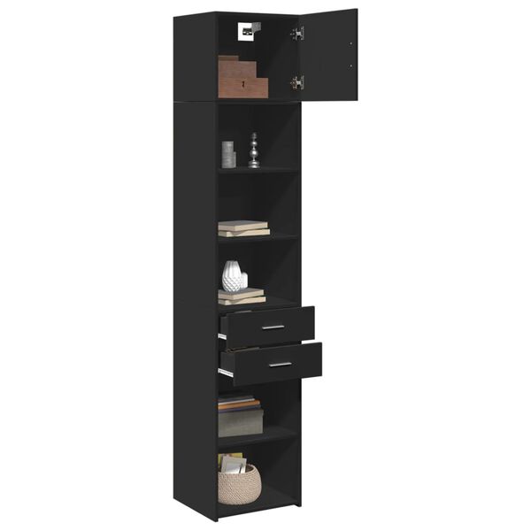 vidaXL Slim Storage Cabinet Black 45x42.5x225 cm Engineered Wood