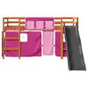 vidaXL Kids' Loft Bed with Curtains Pink 80x200 cm Solid Wood Pine