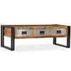 vidaXL Coffee Table with 3 Drawers Solid Reclaimed Wood 100x50x35 cm