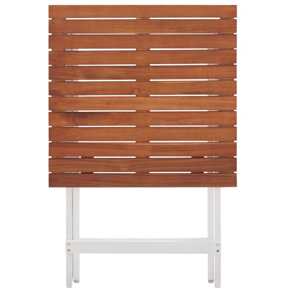 vidaXL 3 Piece Bistro Set Solid Acacia Wood Dark Brown and White