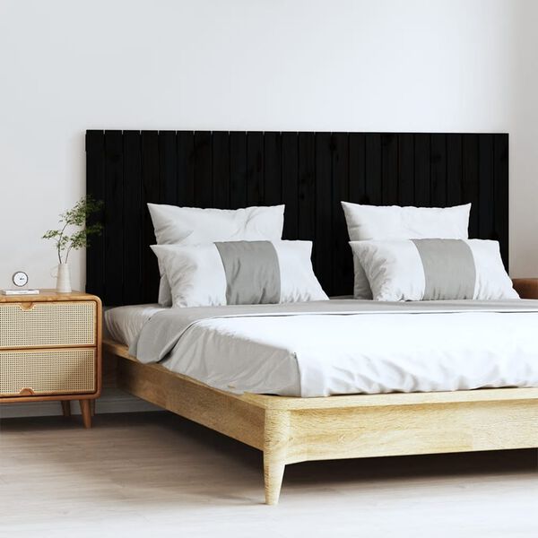 vidaXL Wall Headboard Black 159.5x3x60 cm Solid Wood Pine