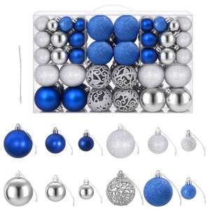 vidaXL Christmas Baubles 100 pcs Blue and Silver 3 / 4 / 6 cm
