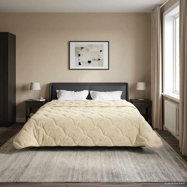 vidaXL Winter Duvet Cream 200 x 200 cm Microfiber and Teddy fleece