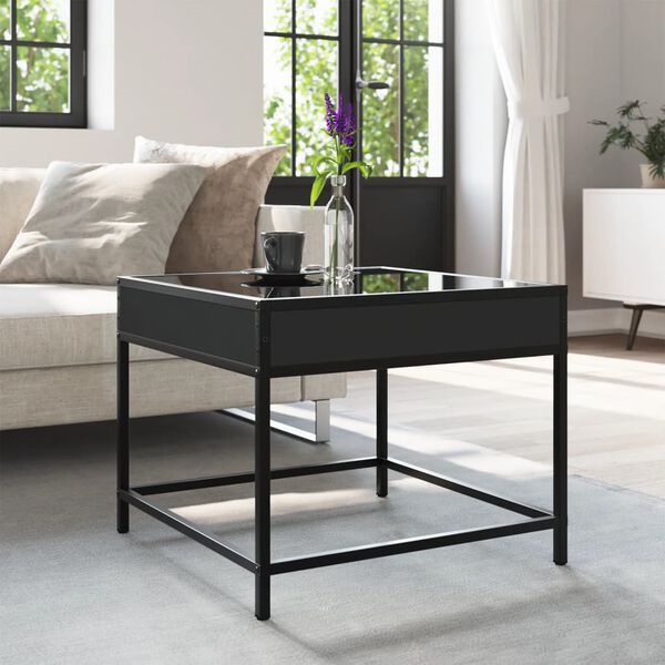 vidaXL Coffee Table with Infinity LED Black 50x50x41 cm