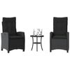 vidaXL 3 Piece Bistro Set with Cushions Black Poly Rattan