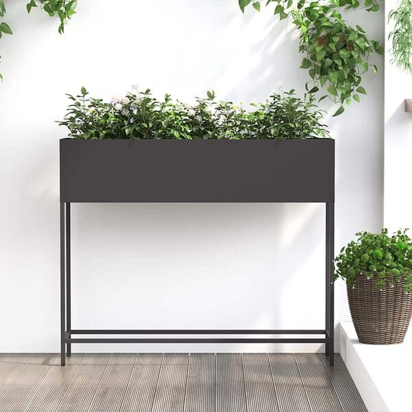 vidaXL Raised Garden Planter Black 100 x 26 x 82 cm Steel