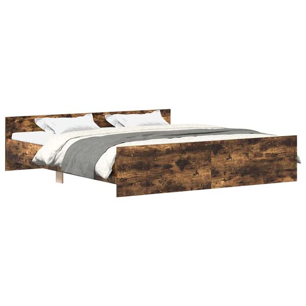 vidaXL Bed Frame without Mattress Smoked Oak 200x200 cm